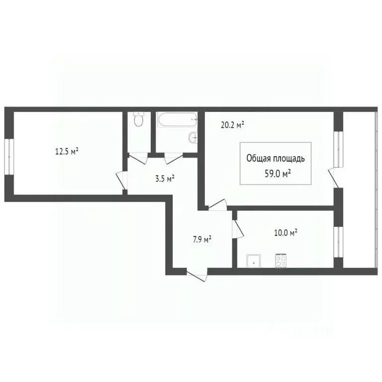 3-к кв. Томская область, Томск пос. Новый, ул. Мечникова, 1Д (58.9 м) - Фото 2