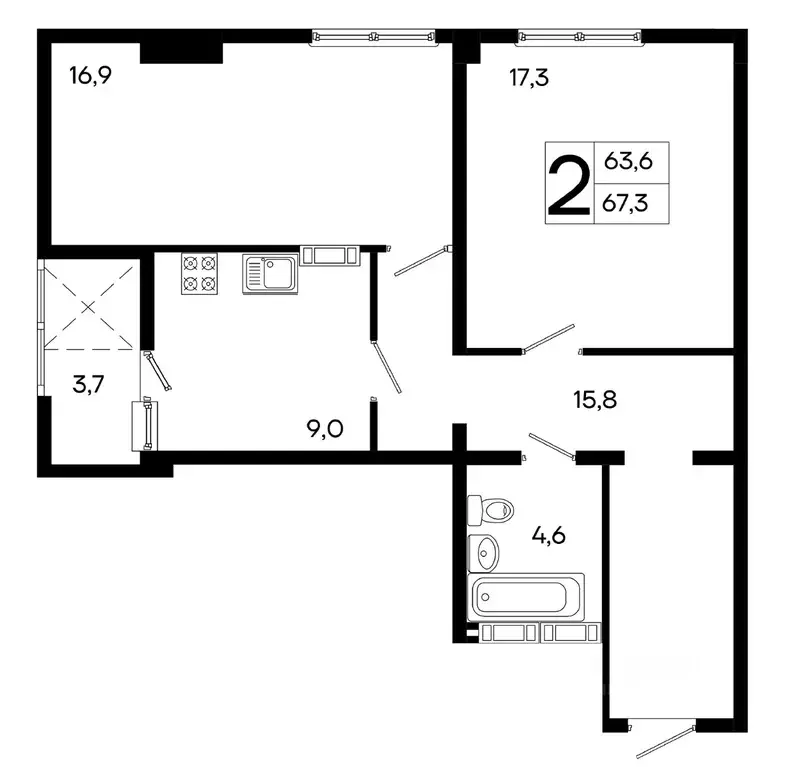 2-к кв. Крым, Симферополь ул. Балаклавская, 10 (67.3 м) - Фото 1