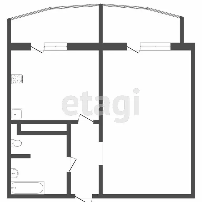 1-комнатная квартира: Тюмень, улица Федюнинского, 54 (37.2 м) - Фото 0