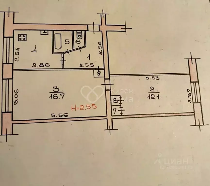 2-к кв. Волгоградская область, Волгоград ул. Хиросимы, 13 (43.3 м) - Фото 2