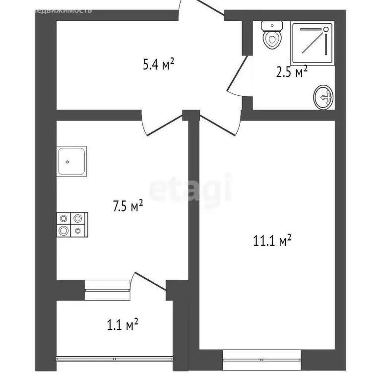 1-комнатная квартира: Пионерский, Прибрежная улица, 21к1 (25 м) - Фото 0