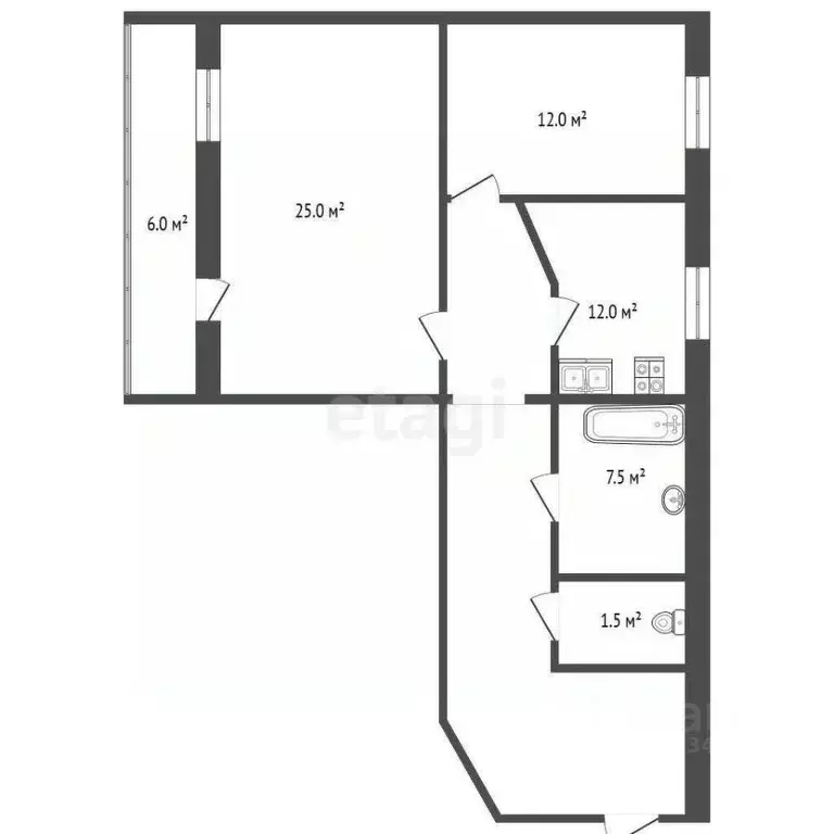 2-к кв. Тюменская область, Тюмень ул. Грибоедова, 13к3 (65.0 м) - Фото 0