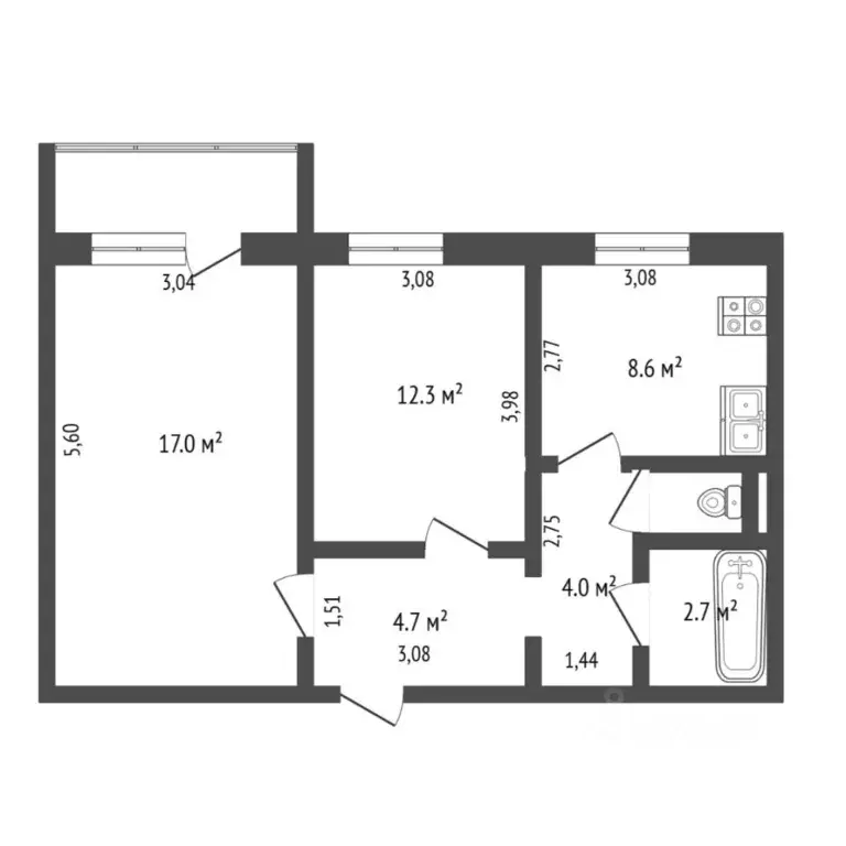 2-к кв. Тюменская область, Тюмень Уральская ул., 74 (50.0 м) - Фото 2