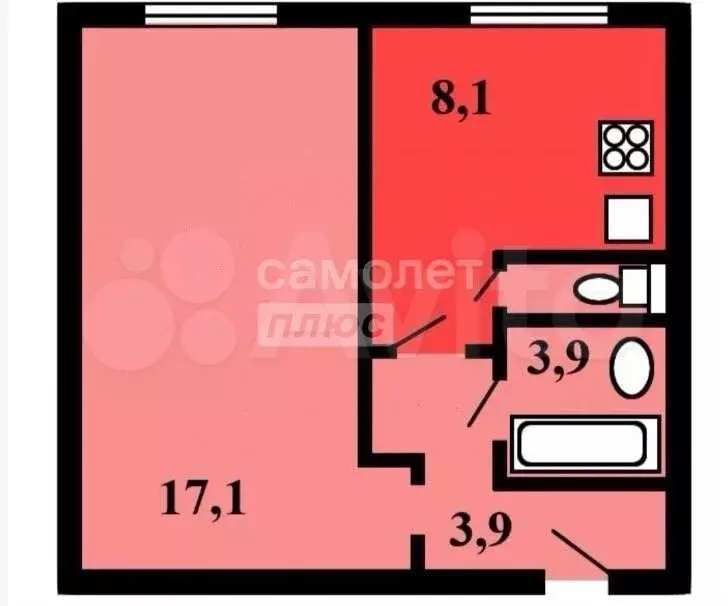 1-к. квартира, 33,1 м, 1/9 эт. - Фото 0