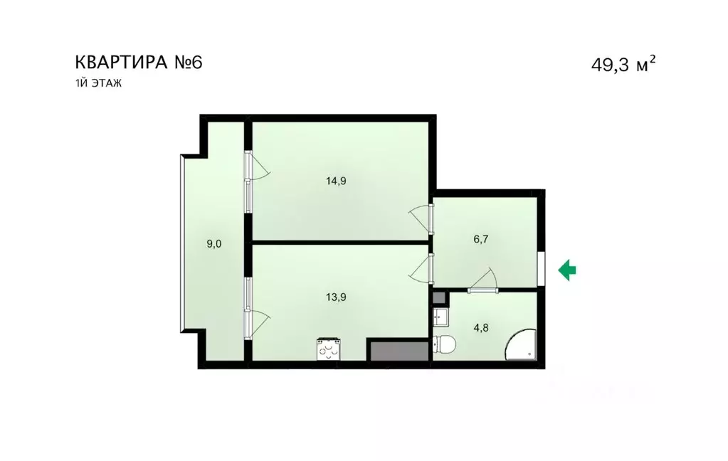 2-к кв. Крым, Ялта ул. Щорса, 10В (49.3 м) - Фото 1