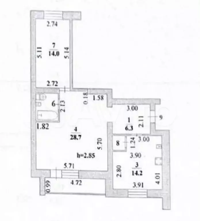 2-к. квартира, 68 м, 4/9 эт. - Фото 0