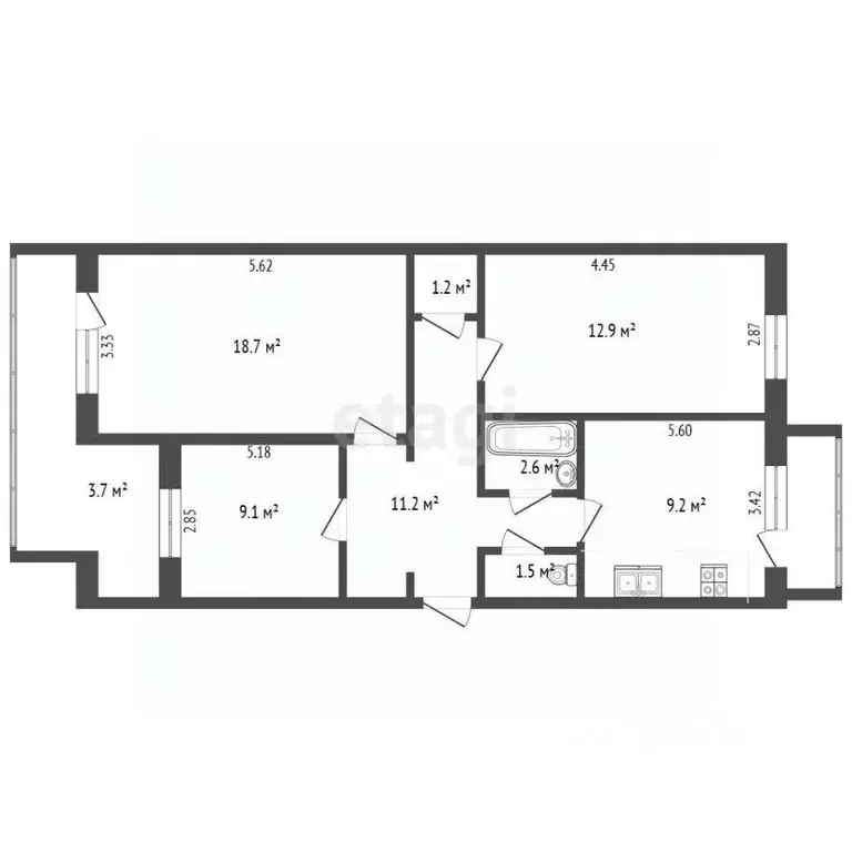 3-к кв. Севастополь ул. Тараса Шевченко, 7 (66.7 м) - Фото 2