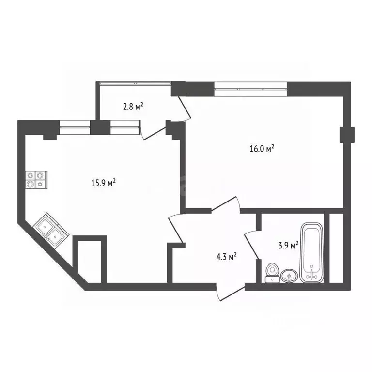 1-к кв. Крым, Симферополь ул. Тренева (41.7 м) - Фото 1