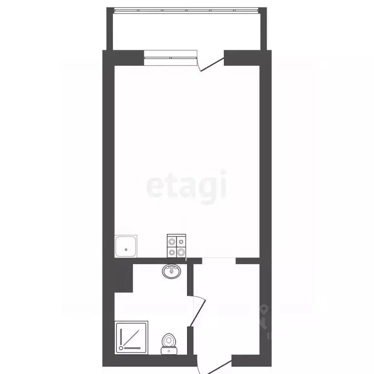 Студия Тюменская область, Тюмень Комбинатская ул., 54к2 (24.8 м) - Фото 2