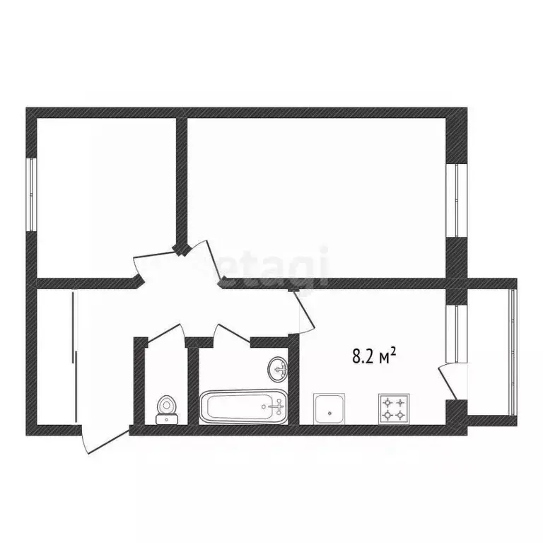 2-к кв. Амурская область, Благовещенский район, с. Чигири ул. ... - Фото 2