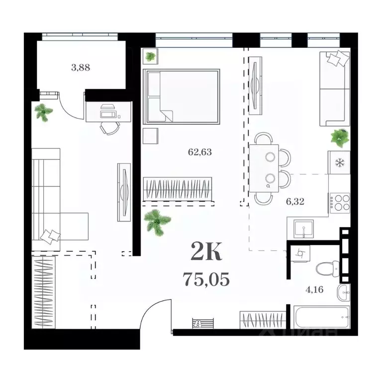 2-к кв. Приморский край, Владивосток ул. Леонова, 54 (75.05 м) - Фото 0