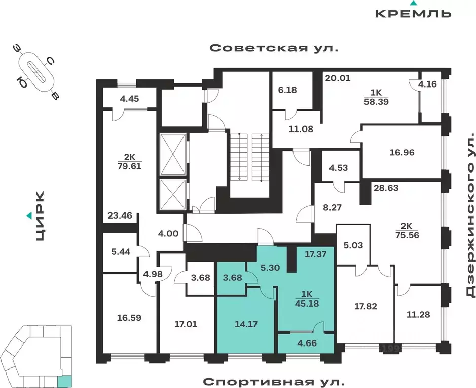 1-к кв. Тульская область, Тула ул. Болотникова, 4 (45.18 м) - Фото 2