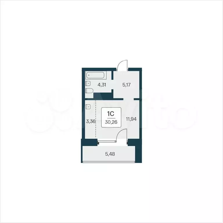 Квартира-студия, 30,3 м, 13/25 эт. - Фото 0