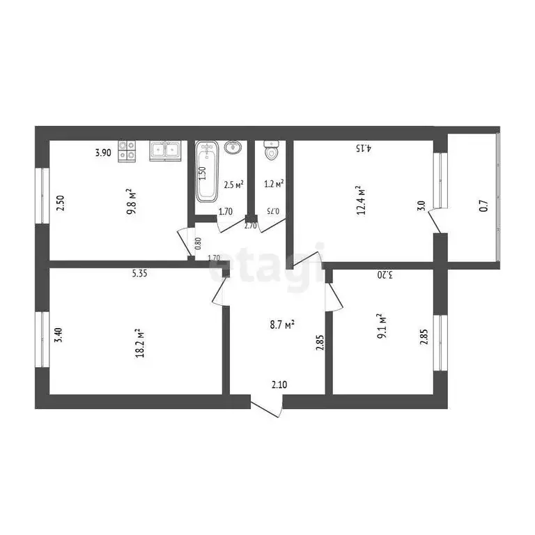 3-комнатная квартира: Саранск, проспект Ленина, 27А (61.9 м) - Фото 0