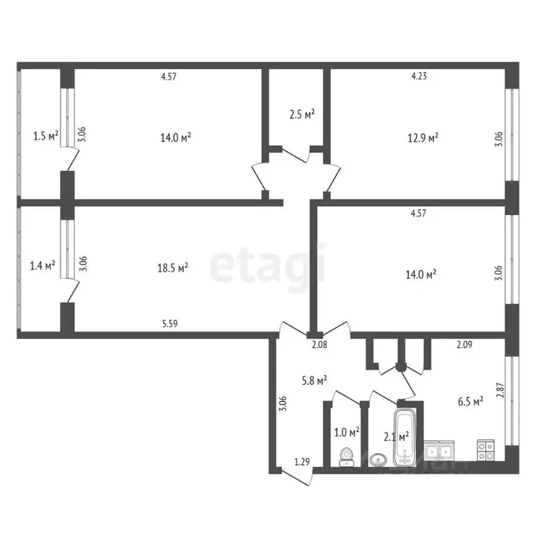 4-к кв. Мордовия, Саранск ул. Семашко, 2 (78.0 м) - Фото 1