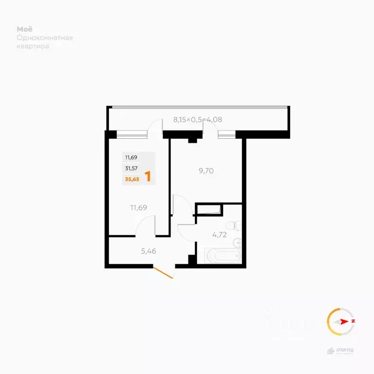 1-к кв. Адыгея, Тахтамукайский район, Яблоновский пгт Первомайская ... - Фото 1