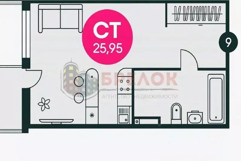 Студия Ростовская область, Ростов-на-Дону ул. Малиновского, 33/2 (25.0 ... - Фото 2