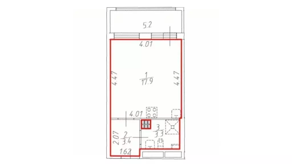 Студия Санкт-Петербург пос. Стрельна, просп. Буденного, 20к5 (24.6 м) - Фото 2