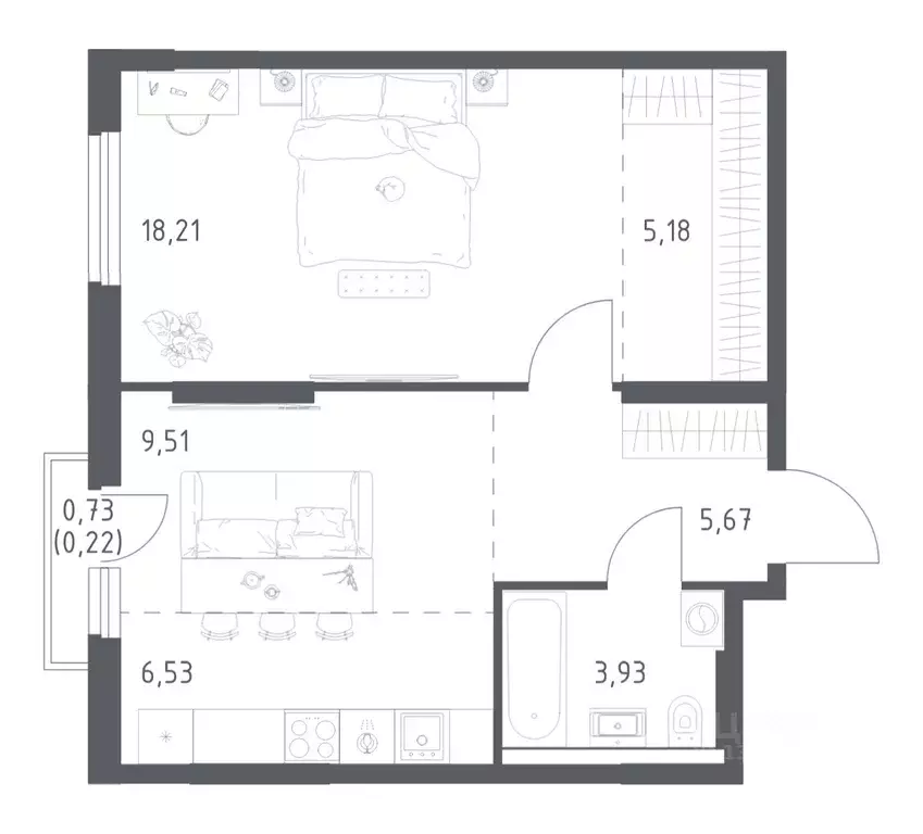 1-к кв. Башкортостан, Уфа ул. Минигали Губайдуллина, 8к9 (49.25 м) - Фото 1