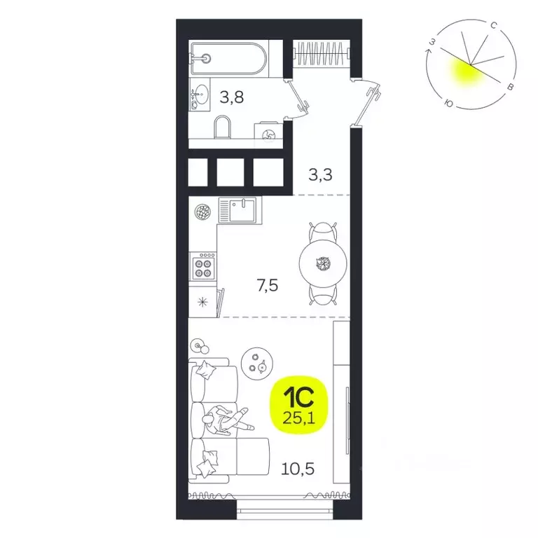 Студия Свердловская область, Екатеринбург Южная Ботаника жилрайон, ... - Фото 1