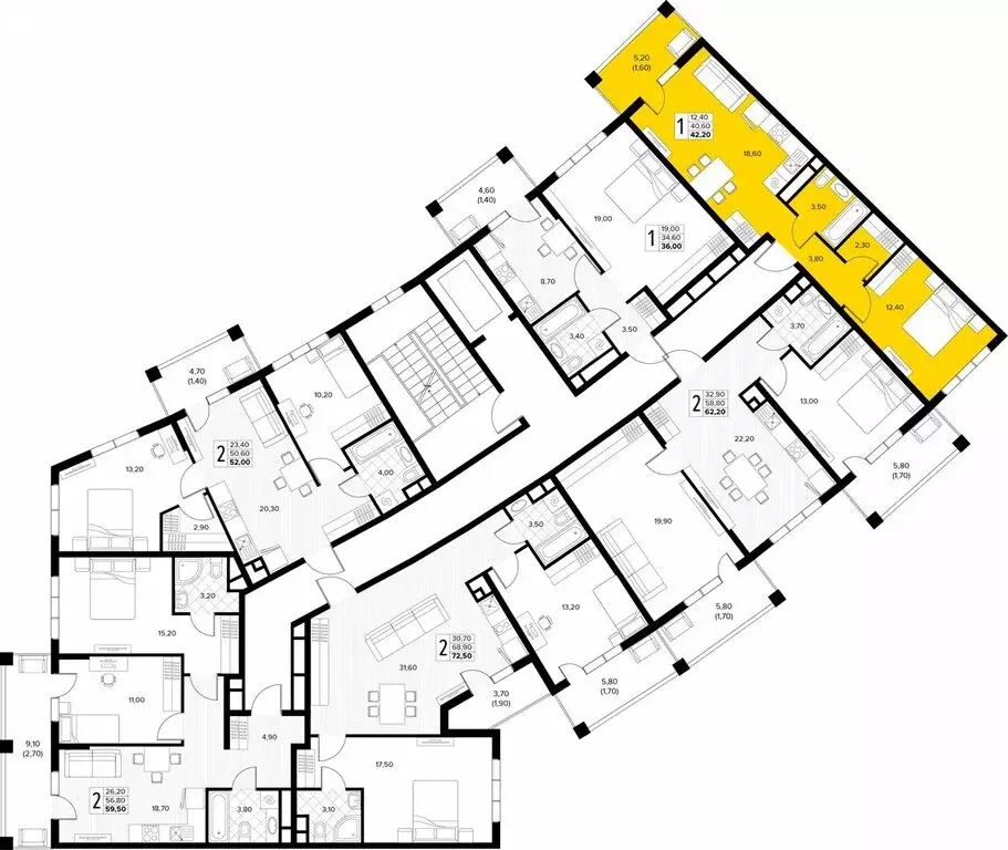 1-комнатная квартира: Сукко, жилой комплекс Кипарис (42.2 м) - Фото 2