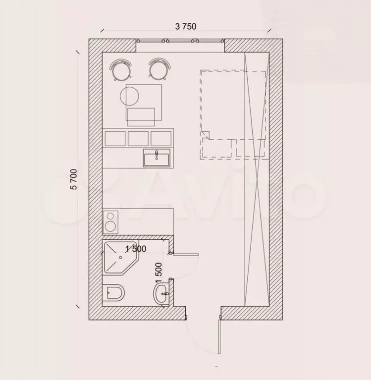 Апартаменты-студия, 11,3 м, 3/3 эт. - Фото 0