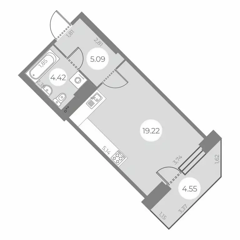 Квартира-студия: Санкт-Петербург, улица Маршала Захарова, 8 (30.09 м) - Фото 0