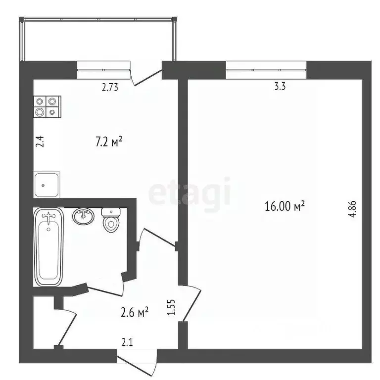 1-к кв. Удмуртия, Ижевск Удмуртская ул., 282 (34.0 м) - Фото 1