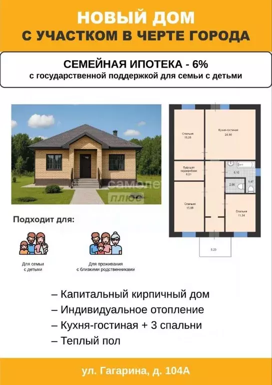 Коттедж в Ульяновская область, Димитровград ул. Гагарина, 104 (85 м) - Фото 1