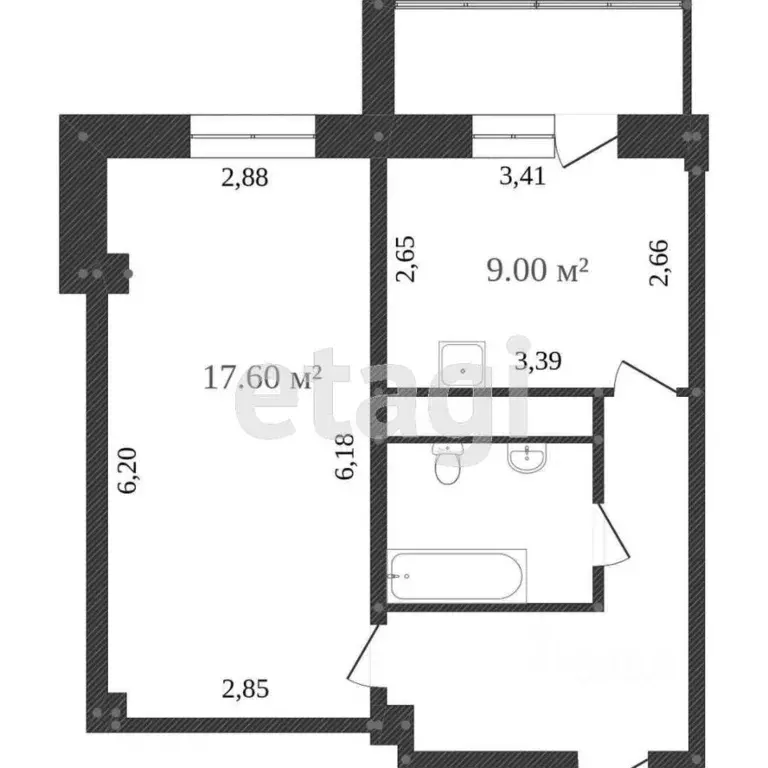 1-к кв. Белгородская область, Белгород ул. Есенина, 9к3 (48.5 м) - Фото 1