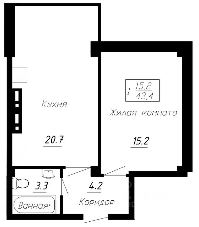 1-к кв. Ставропольский край, Ессентуки  (43.4 м) - Фото 0