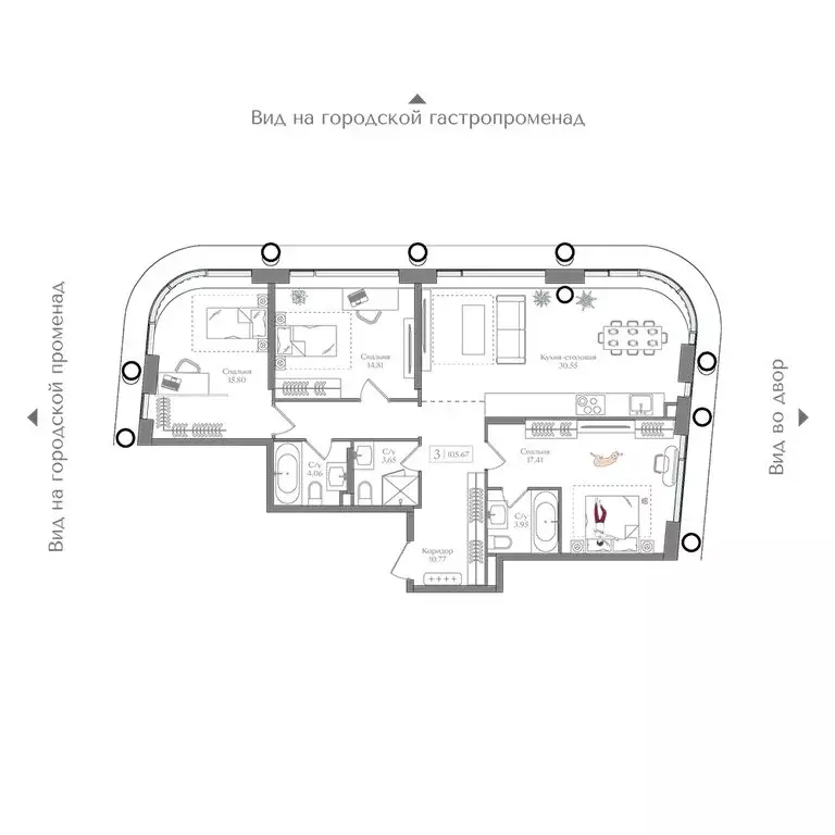 3-комнатная квартира: Москва, жилой комплекс Преображенская Площадь ... - Фото 1
