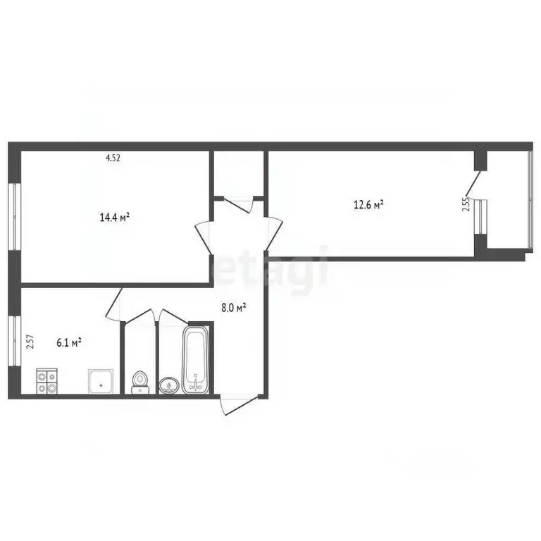 2-к кв. Татарстан, Набережные Челны 29-й комплекс, 17 (46.2 м) - Фото 2