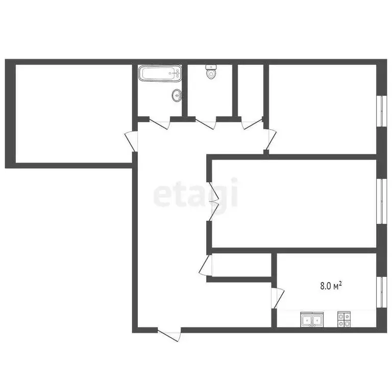 3-комнатная квартира: Меленки, улица Мира, 19 (67.3 м) - Фото 0