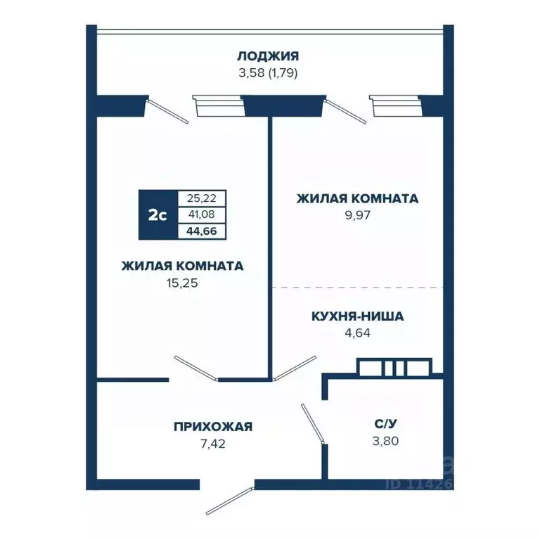2-к кв. Новосибирская область, Новосибирск Знаменский кв-л,  (44.66 м) - Фото 0
