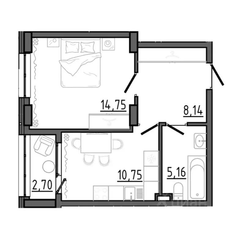 1-к кв. Крым, Белогорск  (40.24 м) - Фото 1
