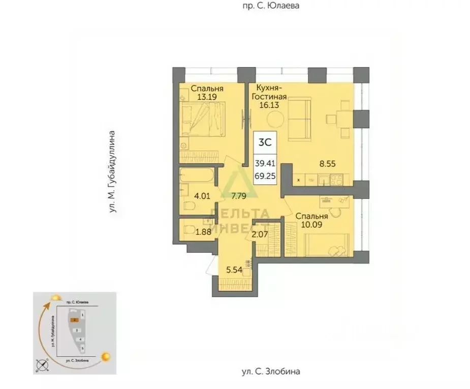 3-к кв. Башкортостан, Уфа ул. Художника Позднова, 11 (69.25 м) - Фото 1