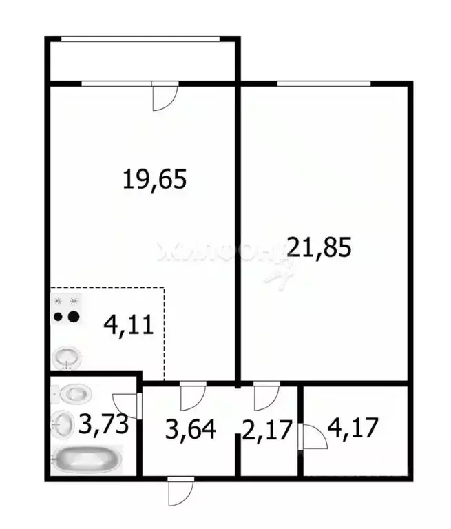 2-к кв. Новосибирская область, Новосибирск ул. Фадеева, 66/4 (59.4 м) - Фото 0