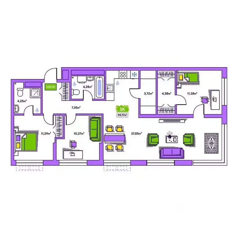 3-к кв. Тюменская область, Тюмень Полевая ул., 93 (94.77 м) - Фото 1