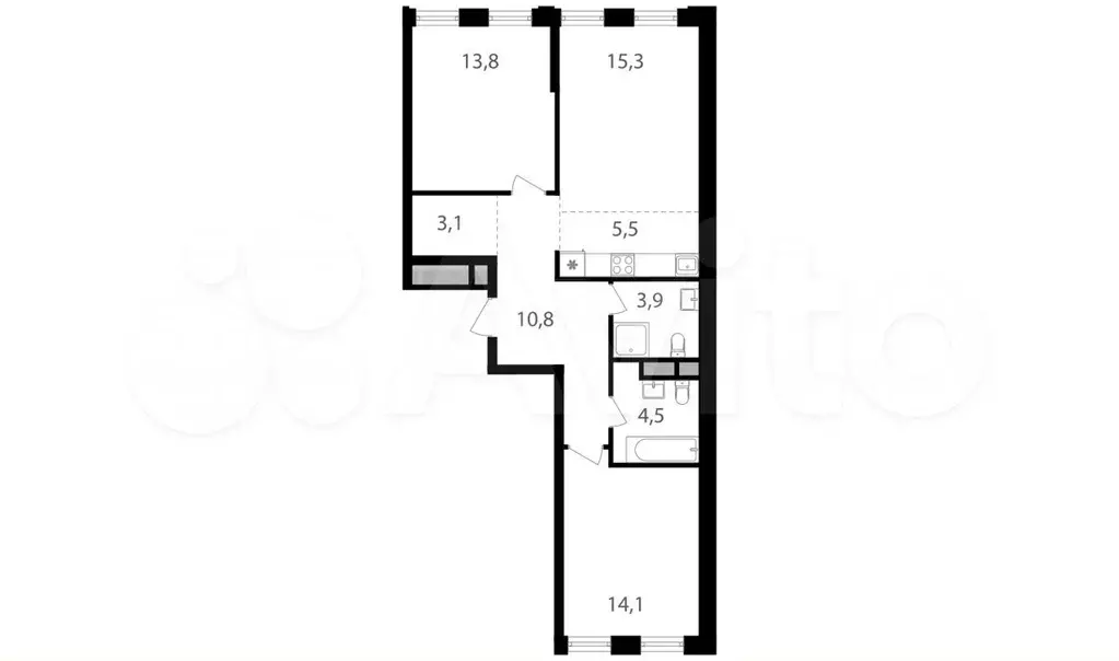 2-к. квартира, 71 м, 5/12 эт. - Фото 0