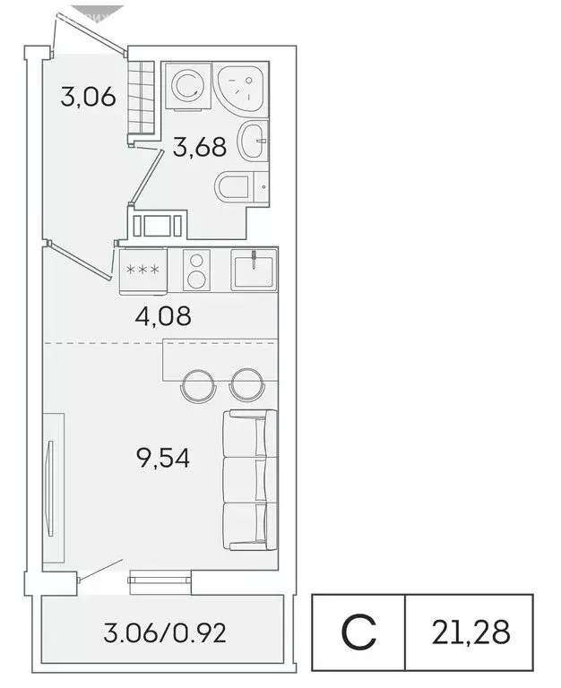 1-комнатная квартира: Мурино, Графская улица, 6к3 (20.5 м) - Фото 0