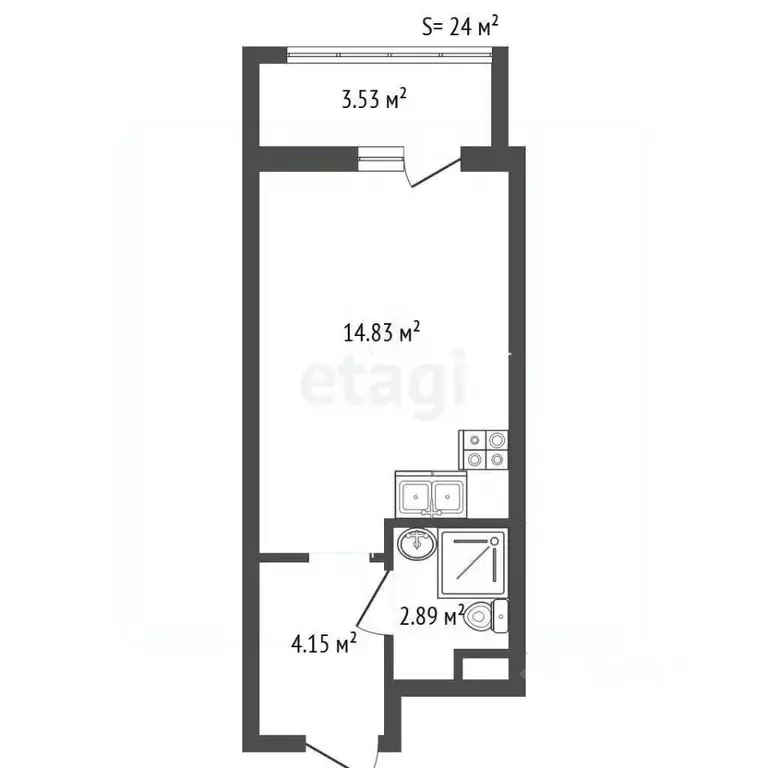 Студия Санкт-Петербург Курляндская ул., 10 (24.0 м) - Фото 2