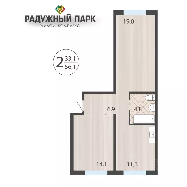 2-к кв. Иркутская область, Иркутск ул. Костычева (56.1 м) - Фото 0