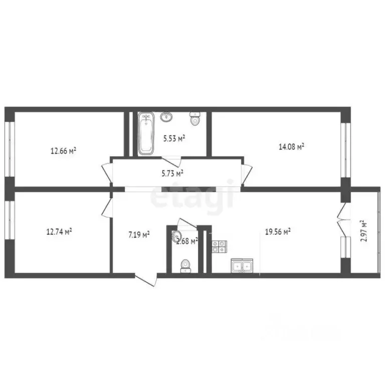 3-к кв. Тюменская область, Тюмень ул. Анатолия Клиндюка, 3 (78.6 м) - Фото 1
