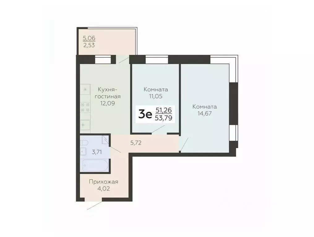 3-к кв. Воронежская область, Воронеж Ленинградская ул., 118А (53.79 м) - Фото 0
