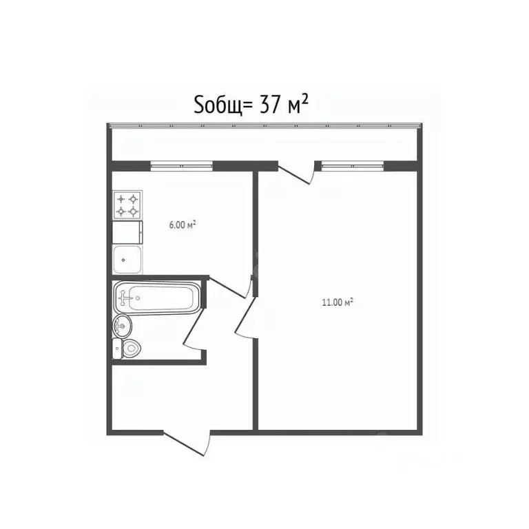 1-к кв. Брянская область, Брянск ул. 2-я Аллея, 24 (37.0 м) - Фото 2