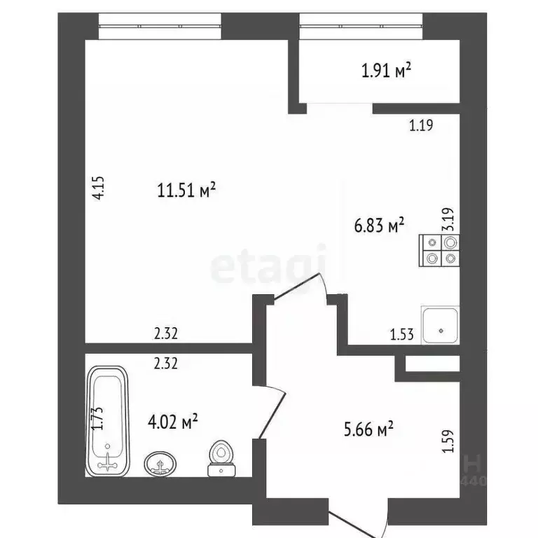 Студия Тюменская область, Тюмень Рощино мкр, ул. Александра ... - Фото 1
