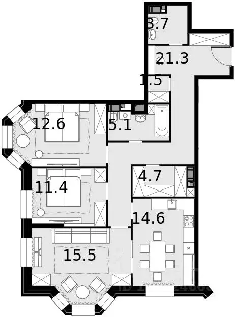 3-к кв. Москва ул. Ротмистрова, 2к3 (90.1 м) - Фото 1