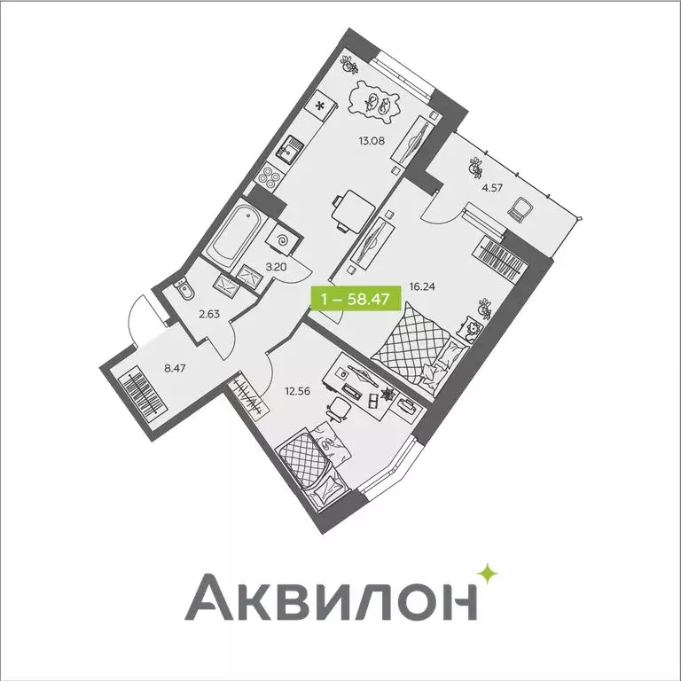2-комнатная квартира: Архангельск, улица Валявкина (58.47 м) - Фото 0