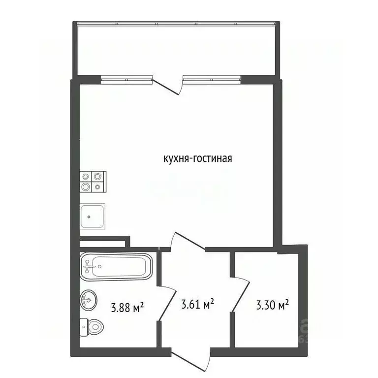 Студия Воронежская область, Воронеж Ленинский просп., 108А (27.4 м) - Фото 2